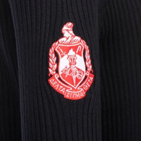 The Delta Box ΔΣθ Sorority‎ Varsity TrackSuit Top in Black / Red XXXXL New - Picture 2 of 7